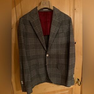 Brunello Cucinelli Brown Gray Plaid Sport Coat